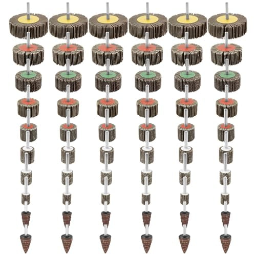 60Pcs Abrasive Flap Wheel Sander Set, 80 Grit Sanding Wheel for Drill, Die Grinder Flap Wheels for Remove Rust, T Shape, Stable Connection$$Tools