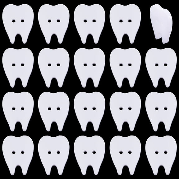 60Pcs Acrylic Buttons 2-Hole Tooth 20x16x3mm Hole: 1.6mm for DIY