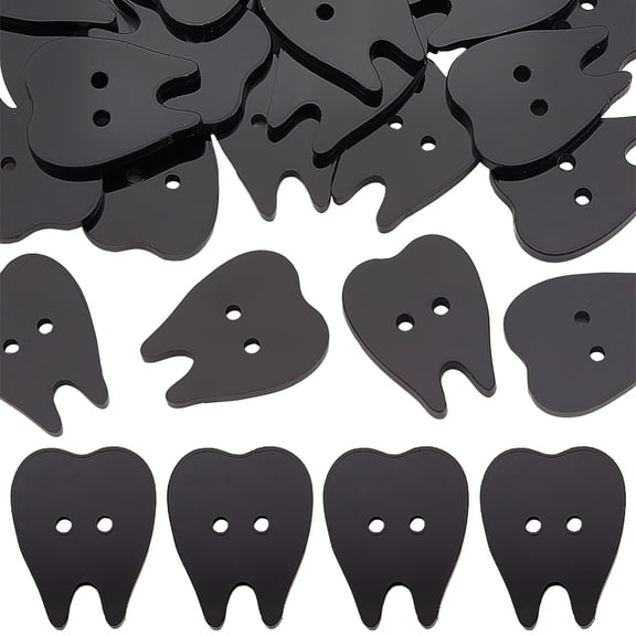60Pcs Acrylic Buttons 2-Hole Tooth 20x16x3mm Hole: 1.6mm