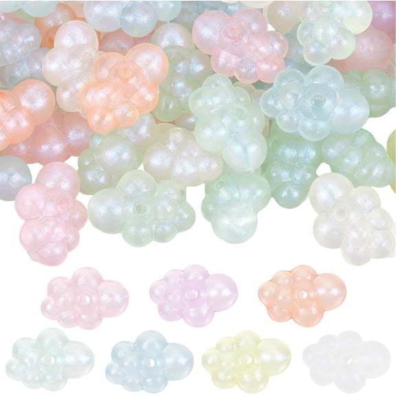 60Pcs Acrylic Cloud Beads Beadable Pens Bead Bulk Random Mixed Color Glow in The Dark Cartoon Clouds Shaped Loose Spacer Luminous Beads