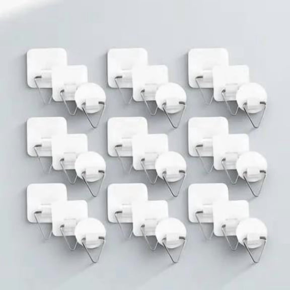 60Pcs Adhesive White Wall Plate Holders Plastic Hooks for Securing Ceramic Plates and Photo Frames