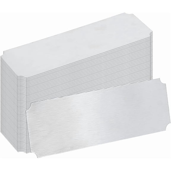 60Pcs Aluminum Blank Tags 2.9x1inch Aluminium Laser Engraved Mount Metal Plate Rectangle Silver Aluminum Blank Sheet for Necklace Bracelet Dog Tags Making for DIY