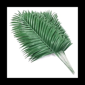60Pcs Artificial Palm Leaves Plants Faux Palm Fronds Tropical Large Palm Leaves Greenery Plant for Leaves Hawaiian Party,60 x Artificial Palm Leaves,green