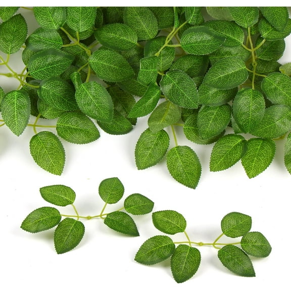 60Pcs Artificial Rose Leaves, Fake Rose Flower Leaves Faux Silk Green Leaves for Wedding Bouquets Birthday Party Centerpieces