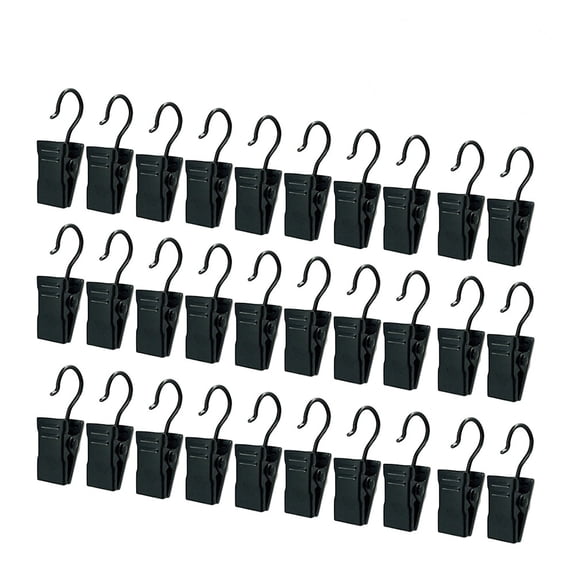 YOSADIER Drapery Hooks, Black Curtain Loops, Premium Iron for Convenient Use