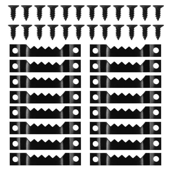 60Pcs Black Metal Photo Frames Kits Serration Picture Hangers with Screws Picture Hangs Solution for Items