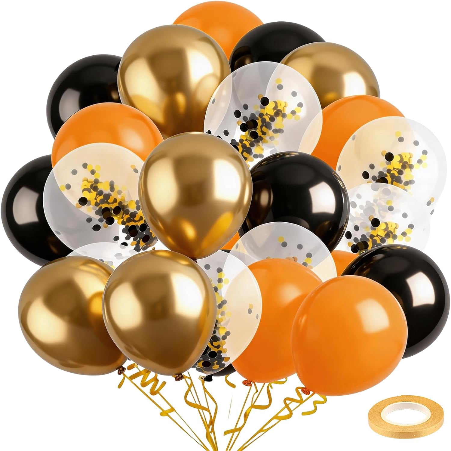 60Pcs Black and Gold Balloons Graduation - 12 Inch Confetti with ...