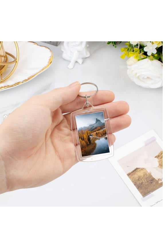 60Pcs Blank Photo Insert Keychains Set Clear Acrylic Key Rings Double Sided Small Picture Frames DIY Creative for Family Friends Presents Craft Personalised