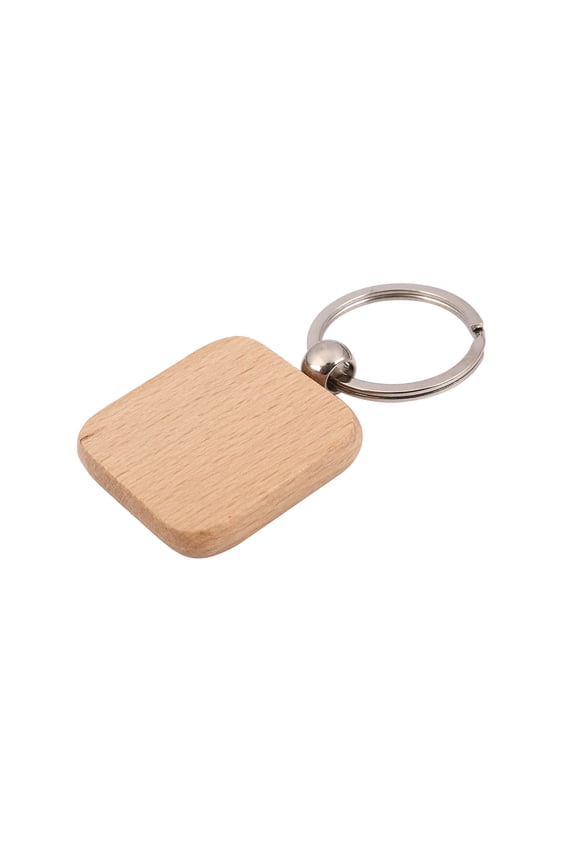 60Pcs Blank Square Wooden Keychain DIY Key Tag Gift