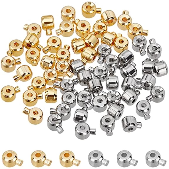 60Pcs Brass Crimp Beads Loose Rondelle Spacer Beads Metal Irregular Shape Crimp Charms Accessories