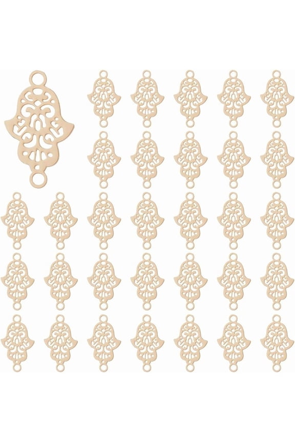 60Pcs Brass Hamsa Hand Charms Light Gold Hand Connector Charms Hand Connector Charms Jewish Hand Charms 2-Hole Connector Charms