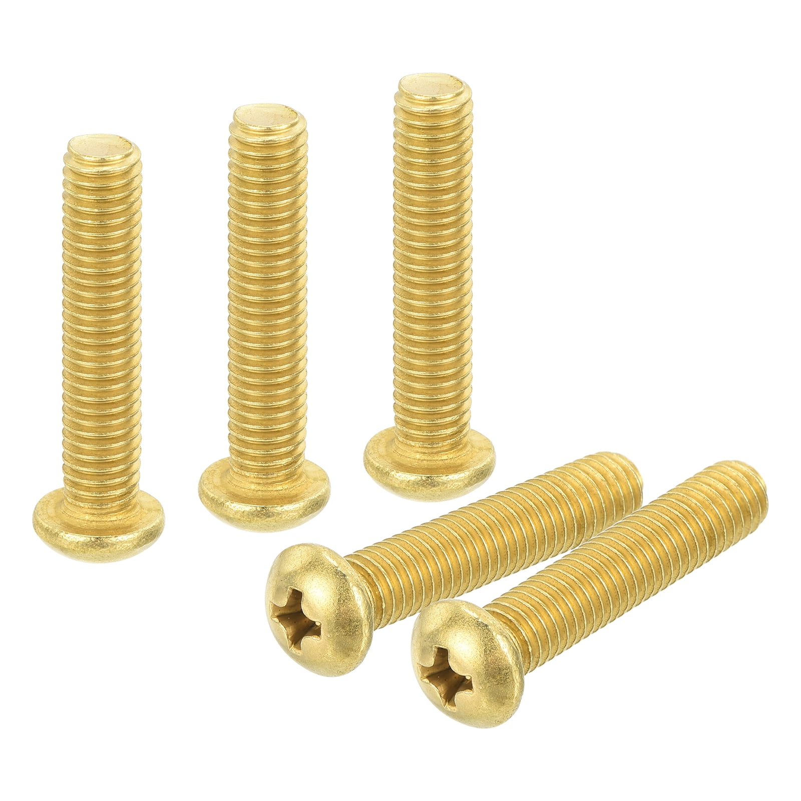 60Pcs Brass Machine Screws, M5x25mm Phillips Pan Head Fastener Machinery Bolts
