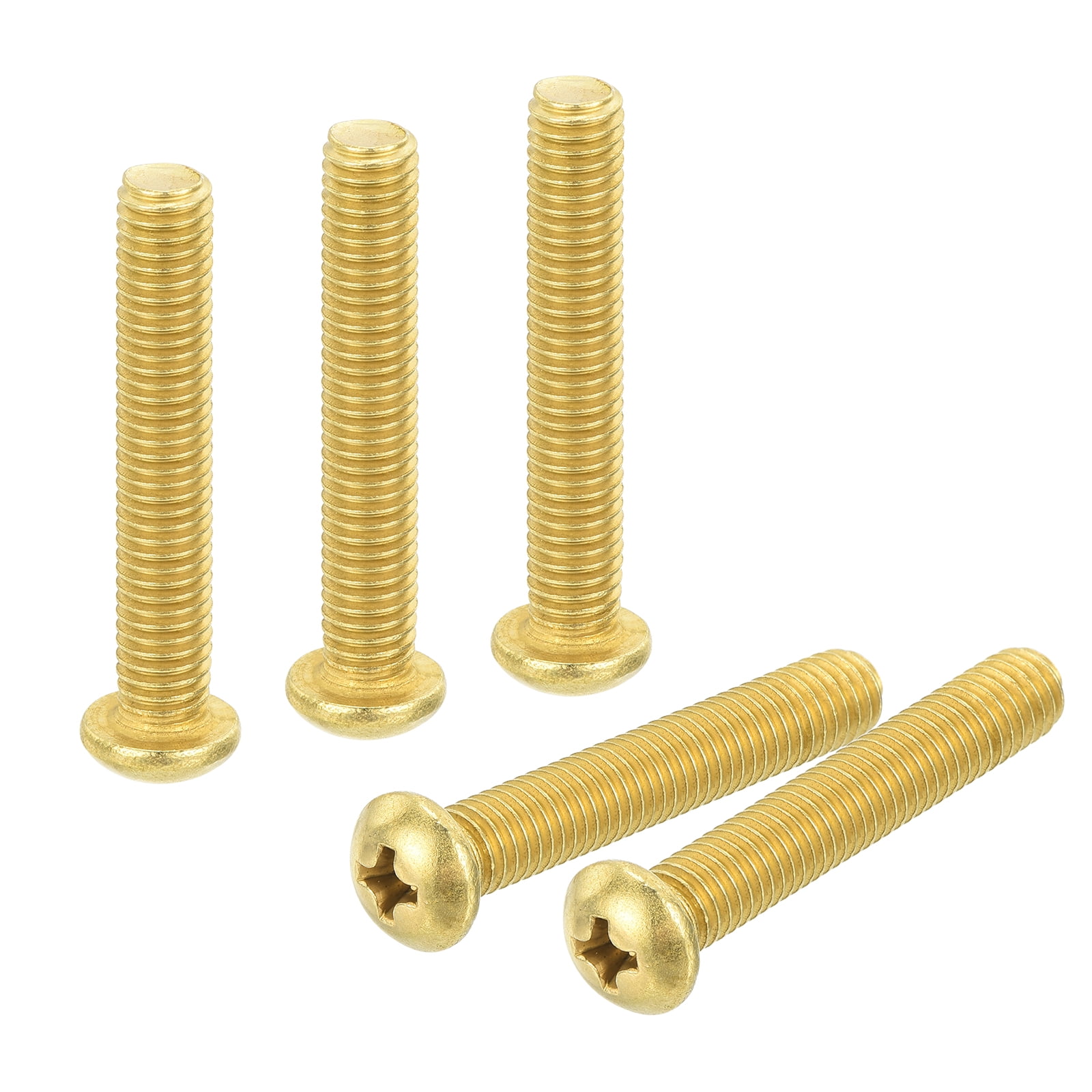 60Pcs Brass Machine Screws, M5x30mm Phillips Pan Head Fastener Machinery Bolts