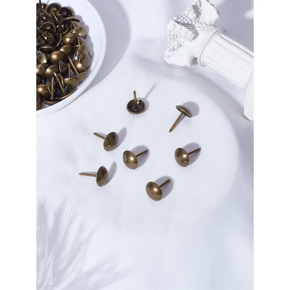 60Pcs Bronze Iron Round Head Nails Sofa Foam Nails Round Head Furniture Nails Decoration Thumb Pushpins for Furniture Sofa Door Cork Board DIY Projects Home Decoration 17x11mm