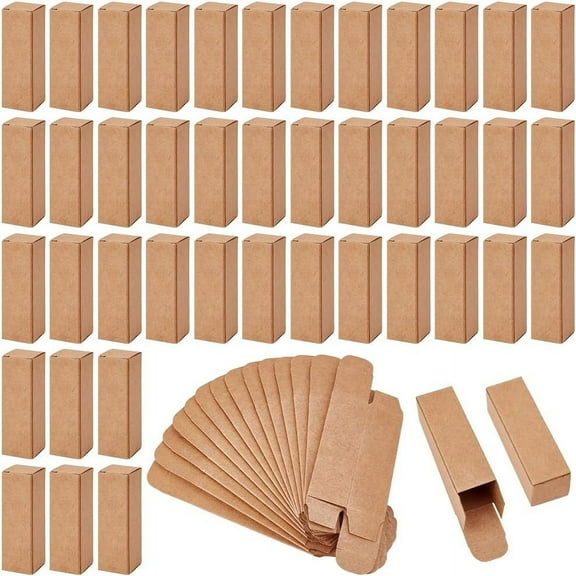 60Pcs BurlyWood Kraft Paper Lipstick Boxes 0.9x0.9x3.1 inch Perfume Essence Oil Packaging Cases for Lip Gloss Small Fragrance Essential Oil Small GiftsBurlyWood