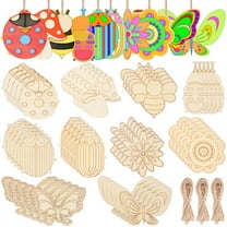 60Pcs Butterfly Flower Unfinished Wooden Slices Decorations for DIY Paint Crafts