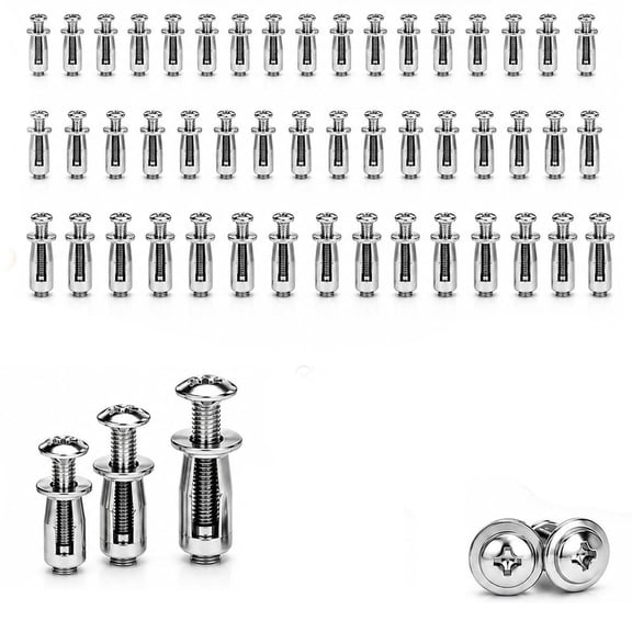 60Pcs Button Rivet Locking Nuts Set, M4 M5 M6 3 Sizes, Carbon Steel | Heavy-Duty Carbon Steel High-Strength Nut Inserts with Bolts Compatibility