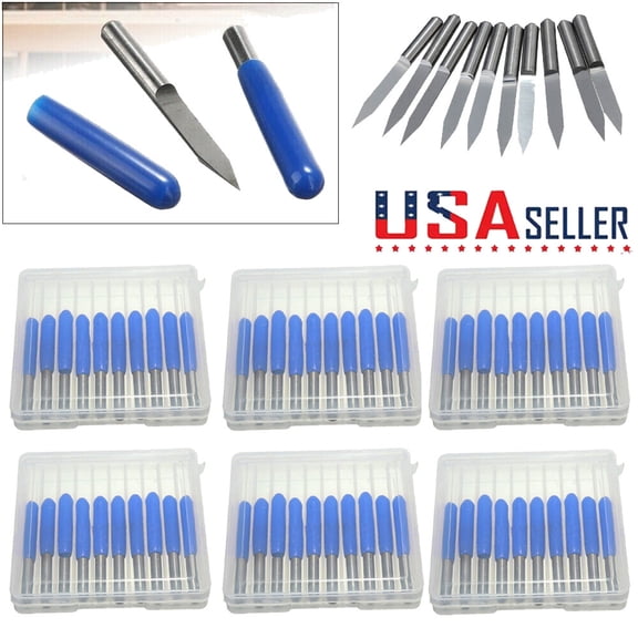 60Pcs Carbide PCB Board 0.1mm 30 Degree Engraving Bits CNC Router Tool V-shape