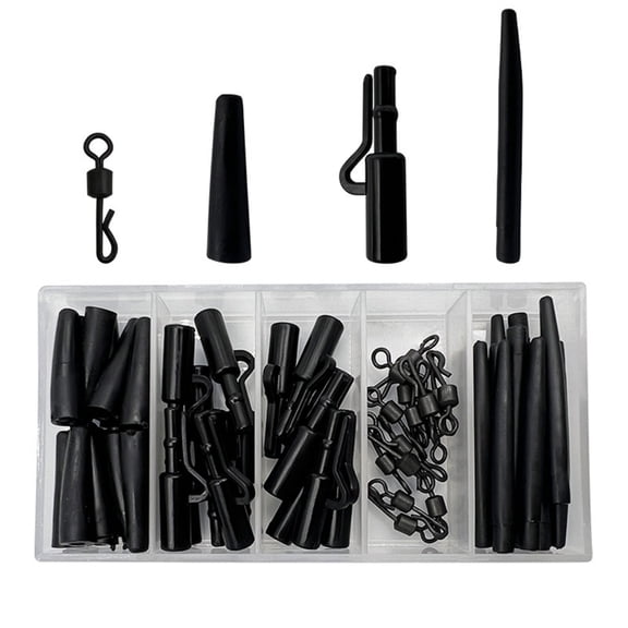 60Pcs Carp Fishing Tackle Set with Box, Fishing Tackle Tool Set Include Carp Clip Anti Tangles Sleeves with Tackle Box