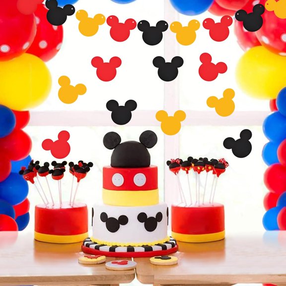 60Pcs Cartoon Mouse Head Cutouts Wall Stickers, Mouse Paper Banner Flags for Birthday Party Decoration Supplies, Room Decor, Baby Shower, Classroom Decorations$$Office