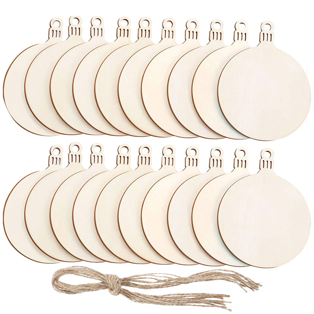 60Pcs Christmas Round Wooden Discs Wooden Hanging Ornament Natural Wood Slices - image 1 of 6