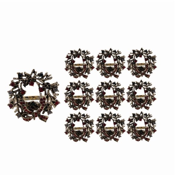 60Pcs Christmas Wreath Napkin Rings Metal Napkin Buckle Napkin Holder Napkin Circle Hotel Dinner Table Decoration