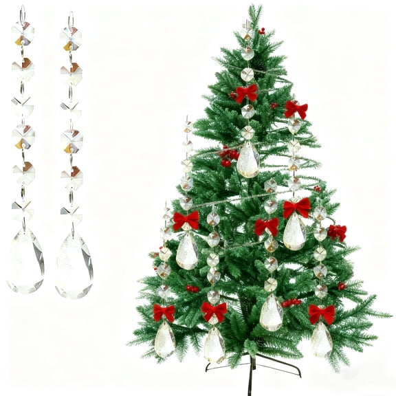 60Pcs Clear Acrylic Crystal Ornament, 6.4inch Tear Drop Crystal Ornaments for Xmas Wedding Party Home Decor