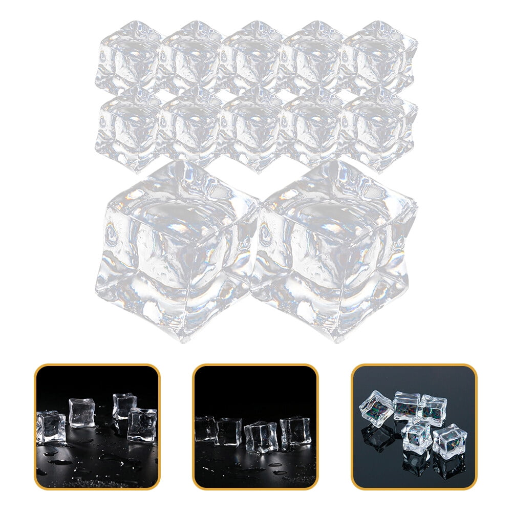 60Pcs Clear Fake Ice Cubes Decorative Ice Cubes Artificial Square