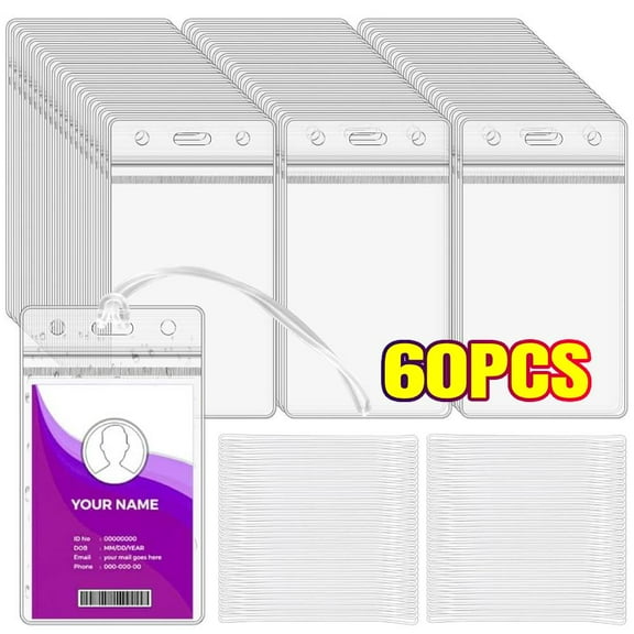 60Pcs Clear Plastic Bag Tags,Luggage Bag Tag Holder Bulk,Identification ID Card