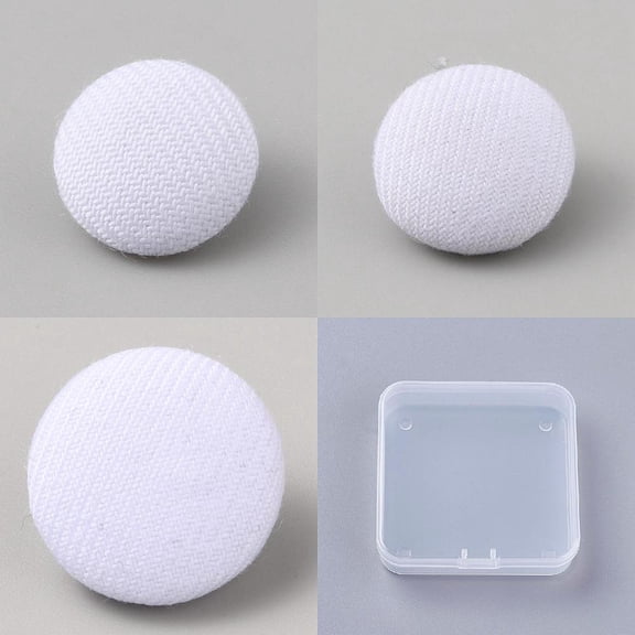 60Pcs Cloth Shank Buttons White 17x7mmDIY 1set