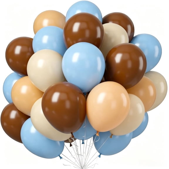 60Pcs Coffee Nude Cream Sky Blue Balloon Garland Kit, 12 Inch Matte Neutral Pastel Latex Balloons for Boho Wedding Baby Shower Dcor