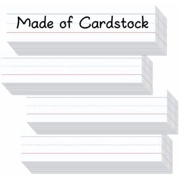 60Pcs Colored Sentence Strips for Teacher Supplies, 3” x 12” Ruled Word Learning Strips for Writing Words (White)
