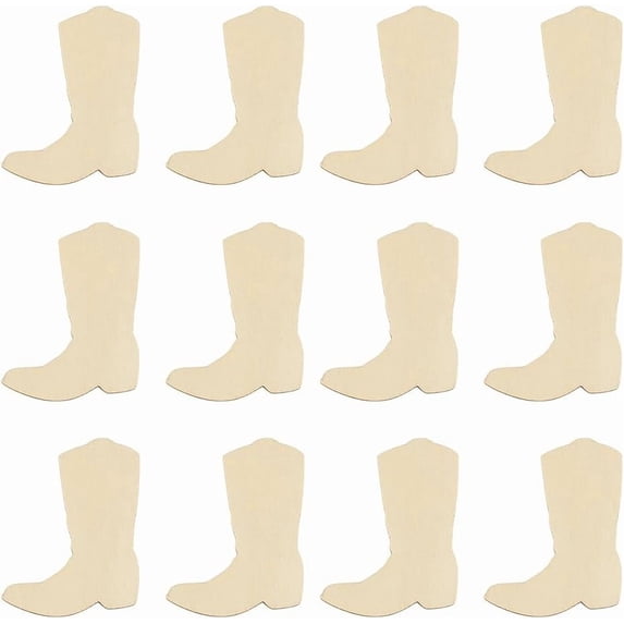 60Pcs Cowboy Boots Wooden Cutouts Unfinished Wooden Cutouts Unfinished Wooden Pieces for DIY Home Decor Wooden Signs and Handmade Decorations