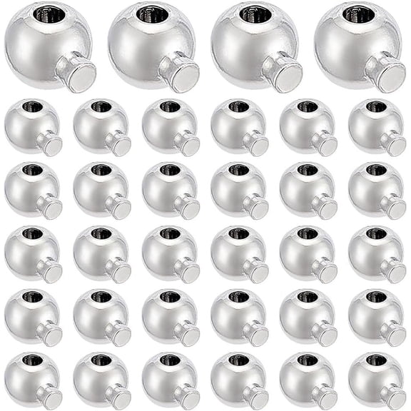 60Pcs Crimp Beads Loose Rondelle Spacer Beads Platinum End Beads Metal Round Ball Spacer Beads Round Stopper Crimp End Beads for DIY Jewelry Making Supplies Hole 0.9mm