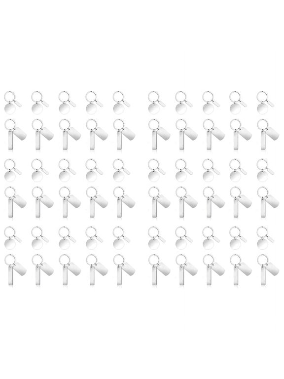60Pcs DIY Engravable Metal Keychain Blanks Metal Stamping Blanks for Engraving Stainless Steel Blank Key Ring Tags