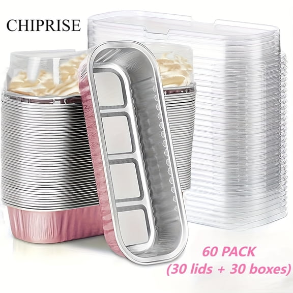 60Pcs Disposable Rectangular Mini Loaf Boxes with Lids - Multi-Color Includes 10 Spoons Dessert Baking Containers