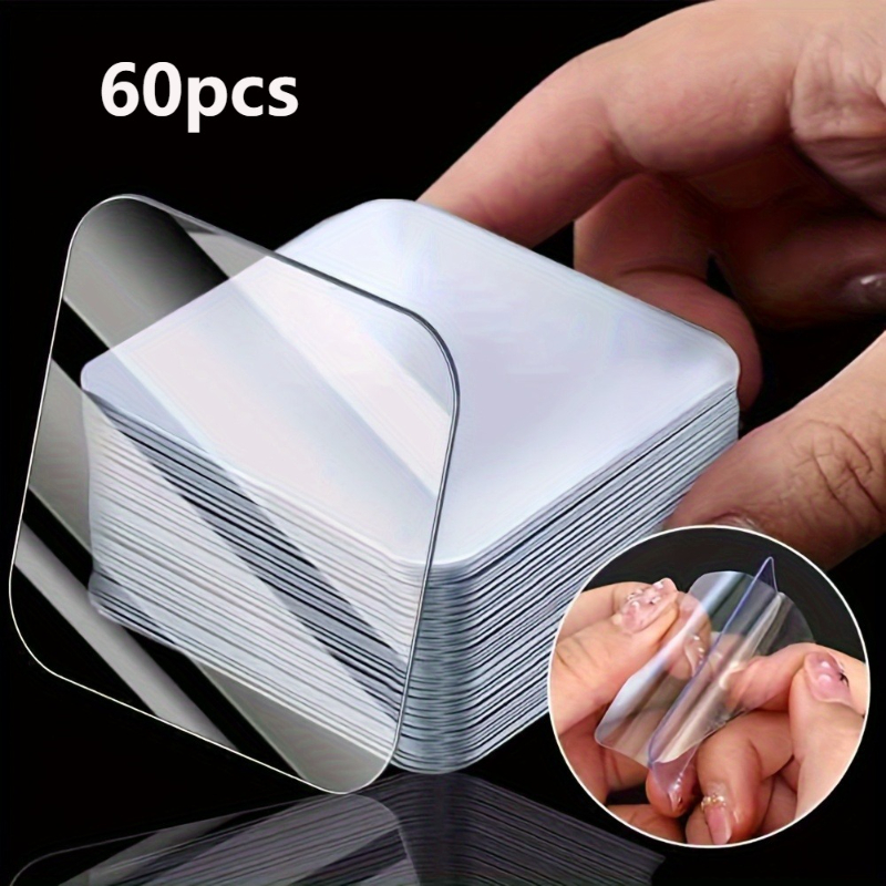 60Pcs Double Sided Tape Heavy Duty Mounting Adhesive Tape Clear Double Sided Tape for Walls Two Sided Tape Remover Waterproof Strong Squares Sticky for Wall Door Windows Crafts