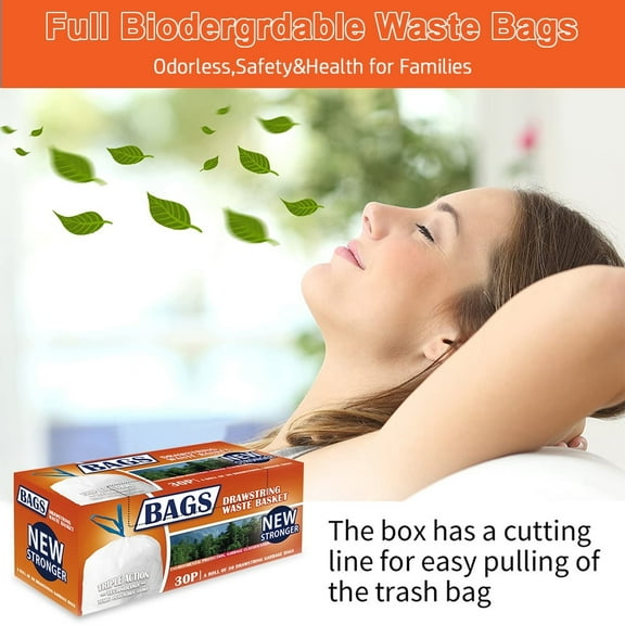 60Pcs Drawstring Garbage Bag Custom Fit Trash Bags 57x60cm