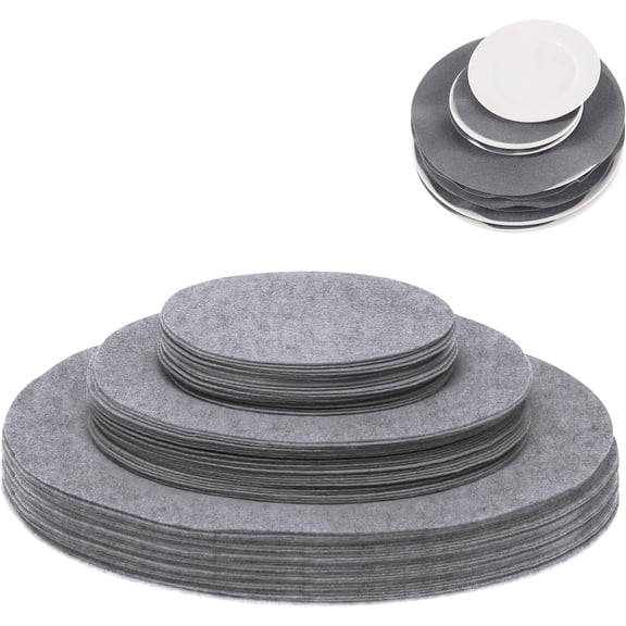60Pcs Felt Plate Dividers, Pan Separators Protectors, Plate Separators for Dishes China Coffee Saucers Protecting and Stacking, 3 Different Size - Gray