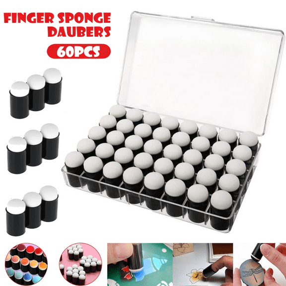60Pcs Finger Sponge Daubers Sponge Dauber Set for Painting Art Ink Crafts Chalk Card Making for Stamping, Drawing, Ink, Card Making