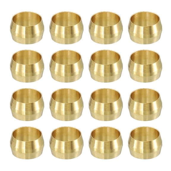 60Pcs Fit for 5/16" Tube OD Brass Compression Sleeve Ferrules Brass Compression Tube Fitting for Water Oil Air Pipe