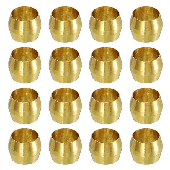 60Pcs Fit for 6mm(1/4") Tube OD Brass Compression Sleeve Ferrules Brass Compression Tube Fitting for Water Oil Air Pipe