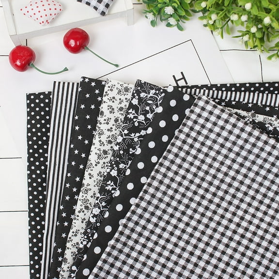 60Pcs Flower Cotton Fabric Bundles Black White Floral Fat Quarters Flower Leaves Sewing Fabrics for DIY Handmade Crafting, 10 x 10 Inch