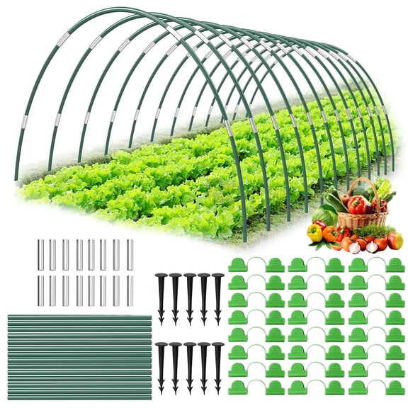 60Pcs Garden Hoops for Raised Beds,12 Sets of 7FT Greenhouse Hoops Grow Tunnel, Rust-Free Fiberglass Support Hoops Frame for Netting Shade Cloth Cover, DIY Plant Support Garden Stakes