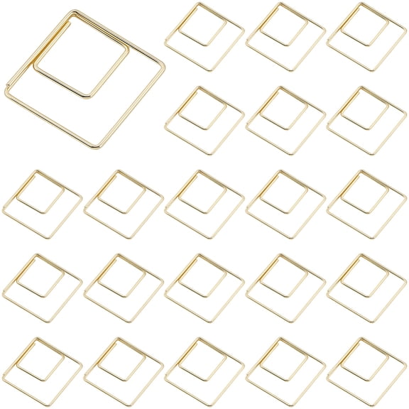 60Pcs Gold Shaped Paperclips Square Paper Clip Metal Iron Geometric Documents Bookmarks Photo Notes Journaling Decorations Small