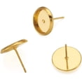 thumbnail image 1 of 60Pcs Golden Brass Blank Round Bezel Tray Cabochon Setting Post Stud Earrings 10mm Inner Diameter, 1 of 5