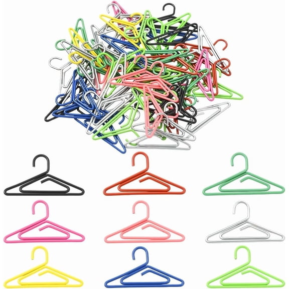 60Pcs Hanger Shaped Paper Clips Paperclips Small Bulk Mini Tiny Colorful Iron Metal Wire Cute Bookmark Planner Wedding Funny Paper Clip for Document Organizing Office Gifts Supplies Decor