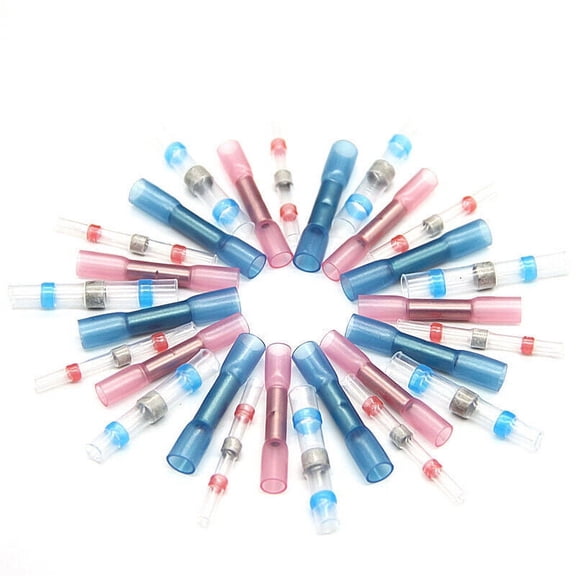 60Pcs Heat Shrink Butt Wire Connectors Solder Weld Ring Terminals Waterproof Set