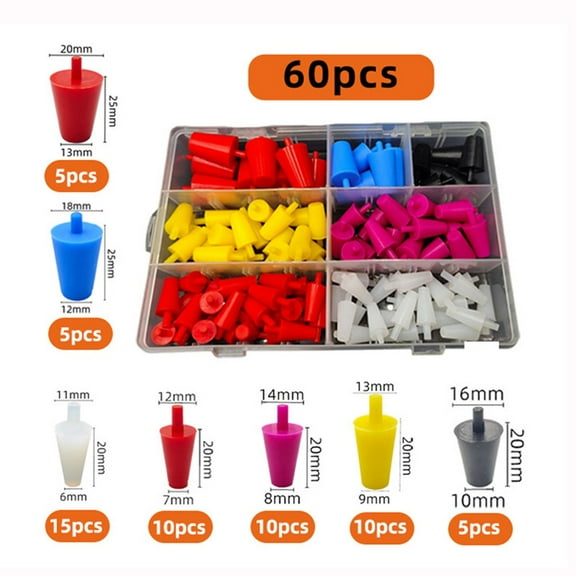 60Pcs High-Temp Masking Powder Coating Silicone Cone Assortment Kit