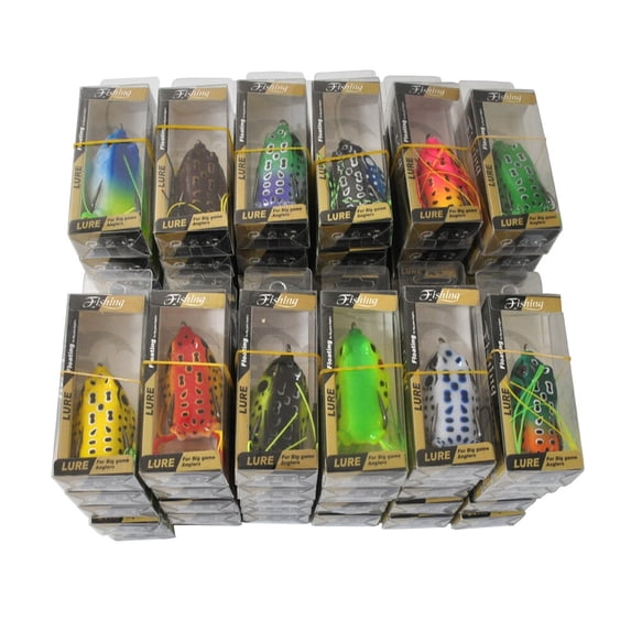 60Pcs Hollow Body Rubber Frog Fishing Lures Topwater Kit 5.5cm With Box 12 Colors